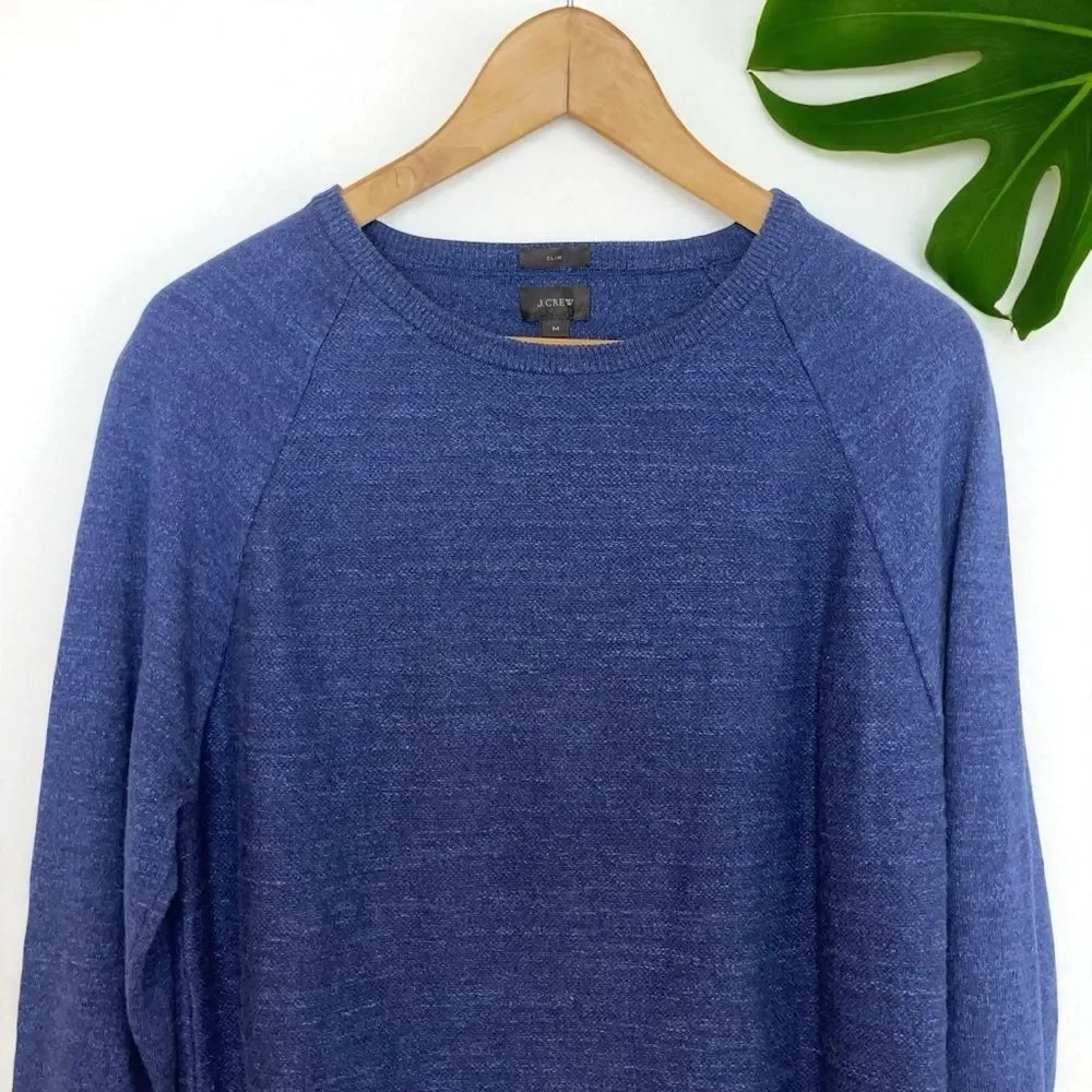 J. Crew Rugged Cotton Long Sleeve Sweater in Heathered Indigo
